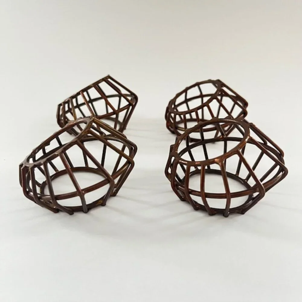 Kirkland's Bronze Metal Cage Napkin Rings - Set of 4